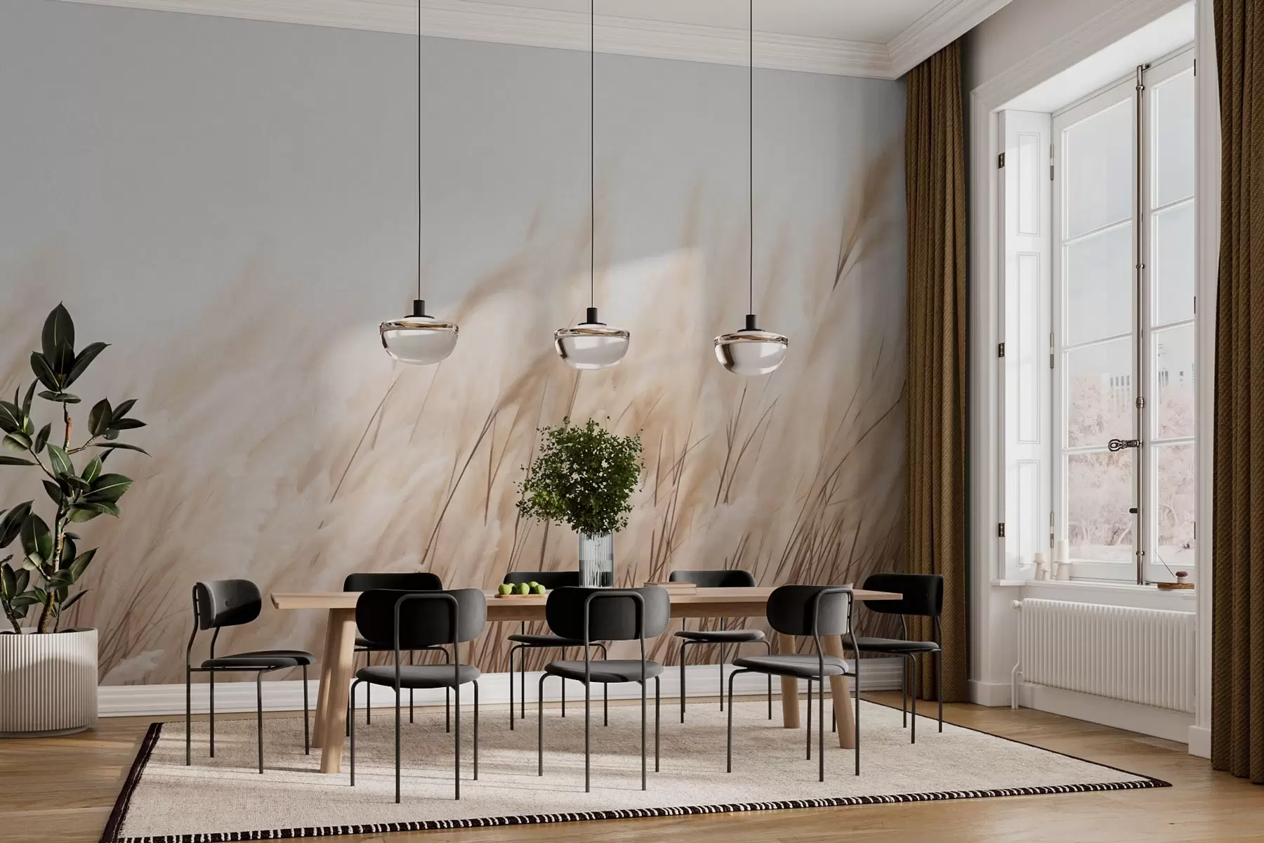 fototapet Spikelets în culori bej pastel w03244