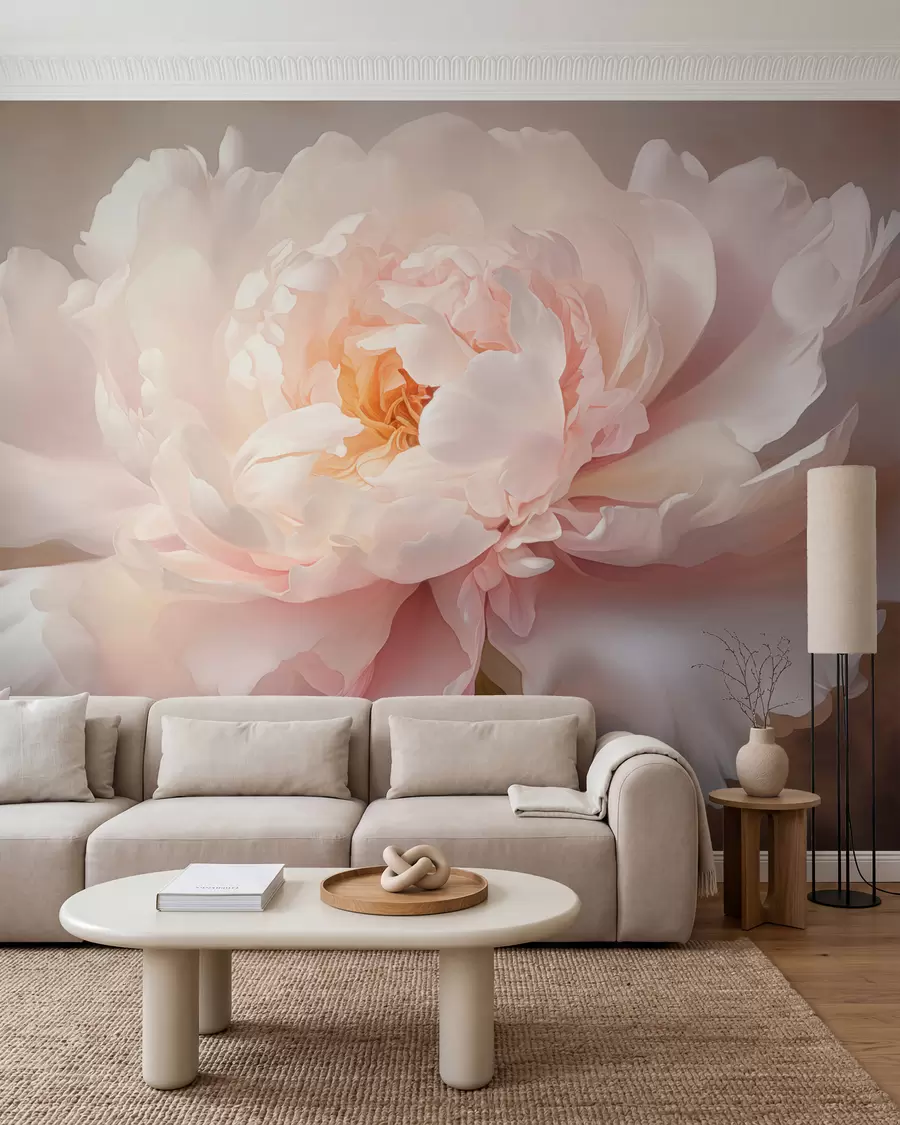 fototapet Floare de bujor înfloritoare într-o paletă de culori delicate w03247