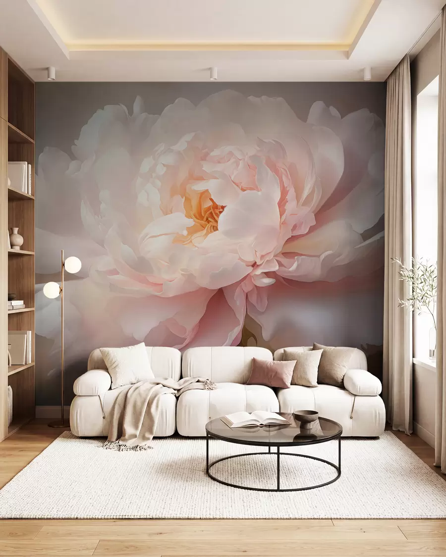 fototapet Floare de bujor înfloritoare într-o paletă de culori delicate w03247
