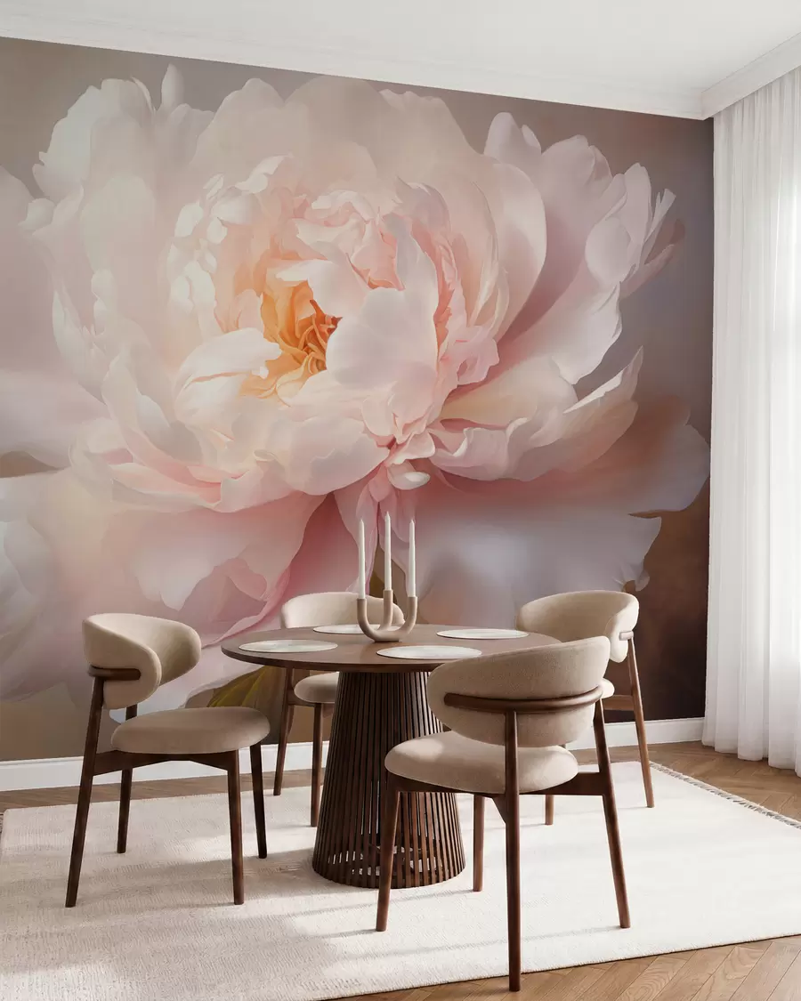 fototapet Floare de bujor înfloritoare într-o paletă de culori delicate w03247