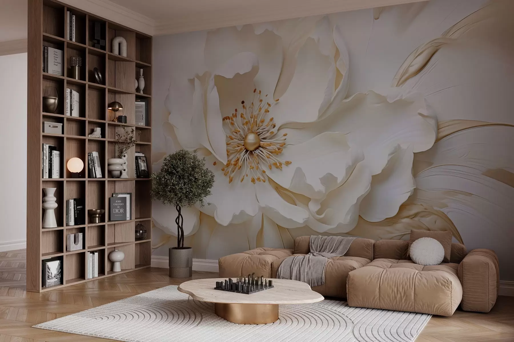 fototapet Floare delicată în stil basorelief w03249