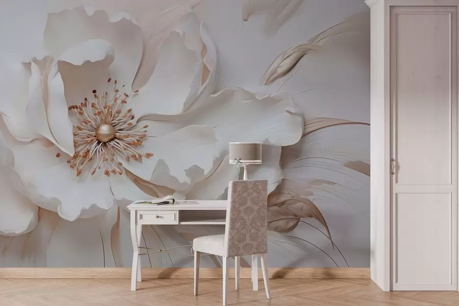 fototapet Floare delicată în culori pastelate în stil basorelief w03249v1