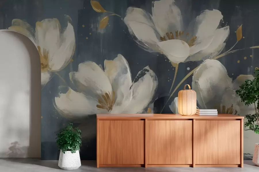 fototapet Flori albe mari w03228