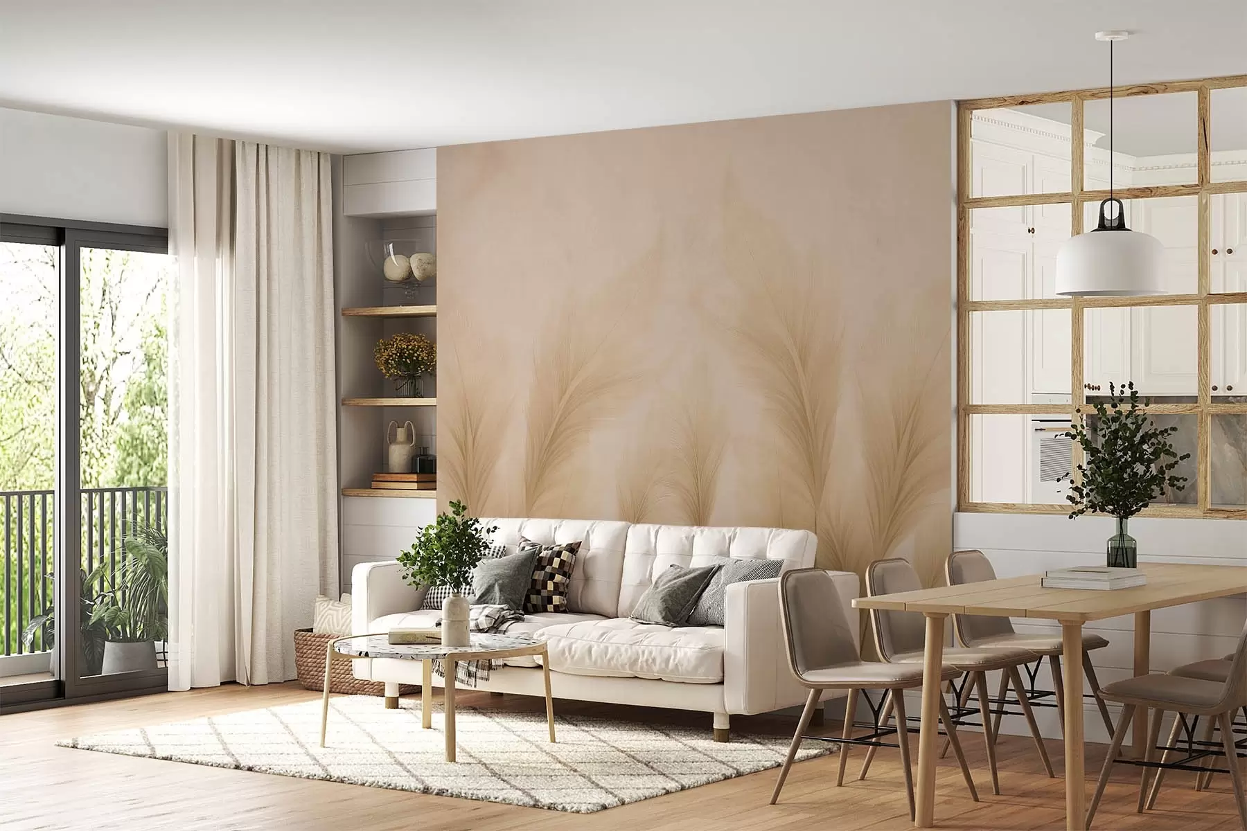 fototapet Plante Reed pe un fundal bej în vârstă w08858