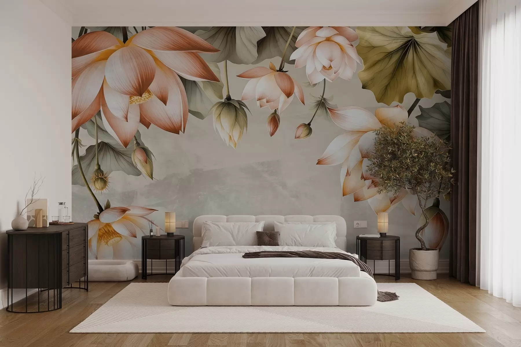 fototapet Buchet luxuriant de lotuși atârnat de sus w03340