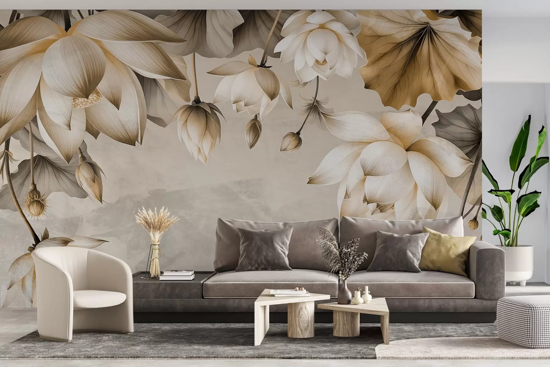 fototapet Buchet luxuriant de lotuși atârnat de sus w03340v2