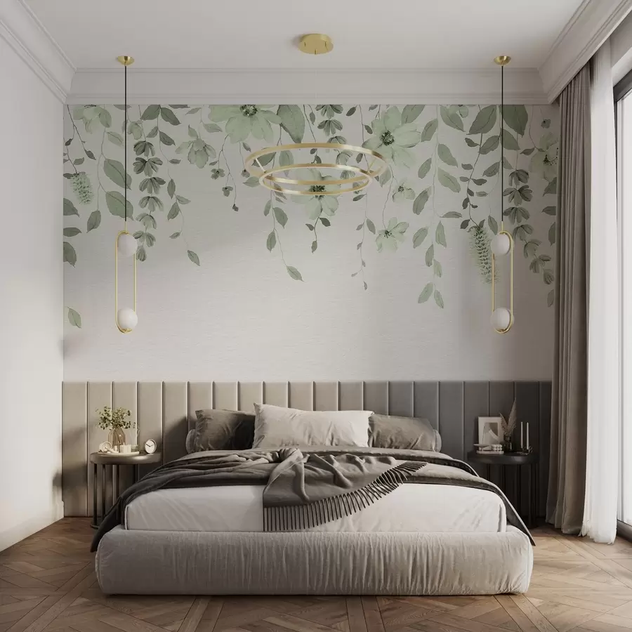 fototapet Agățat flori de acuarelă și frunze w03315v2