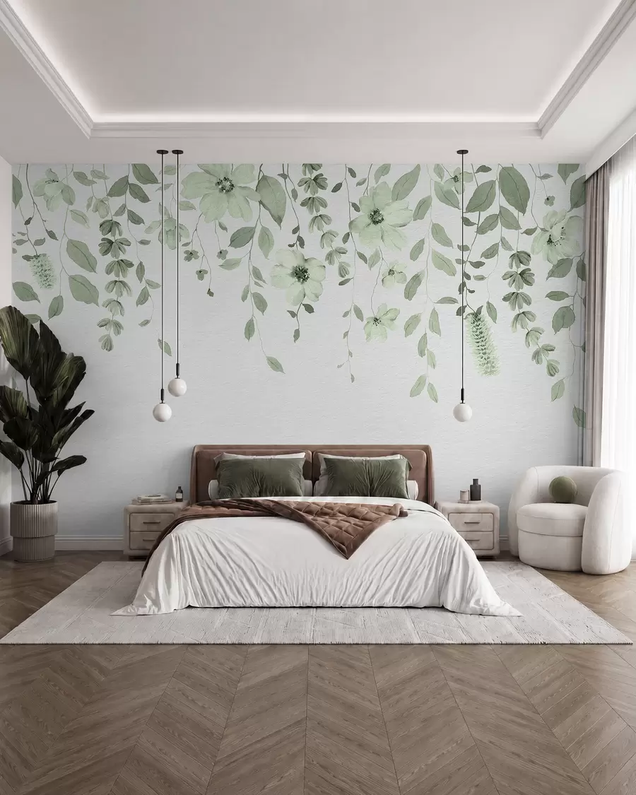 fototapet Flori curgătoare în verde w03315v2
