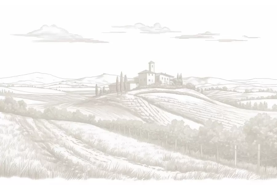 fototapet Toscana peisaje, Italia, podgorii, natura, castel vechi, culori bej w03349