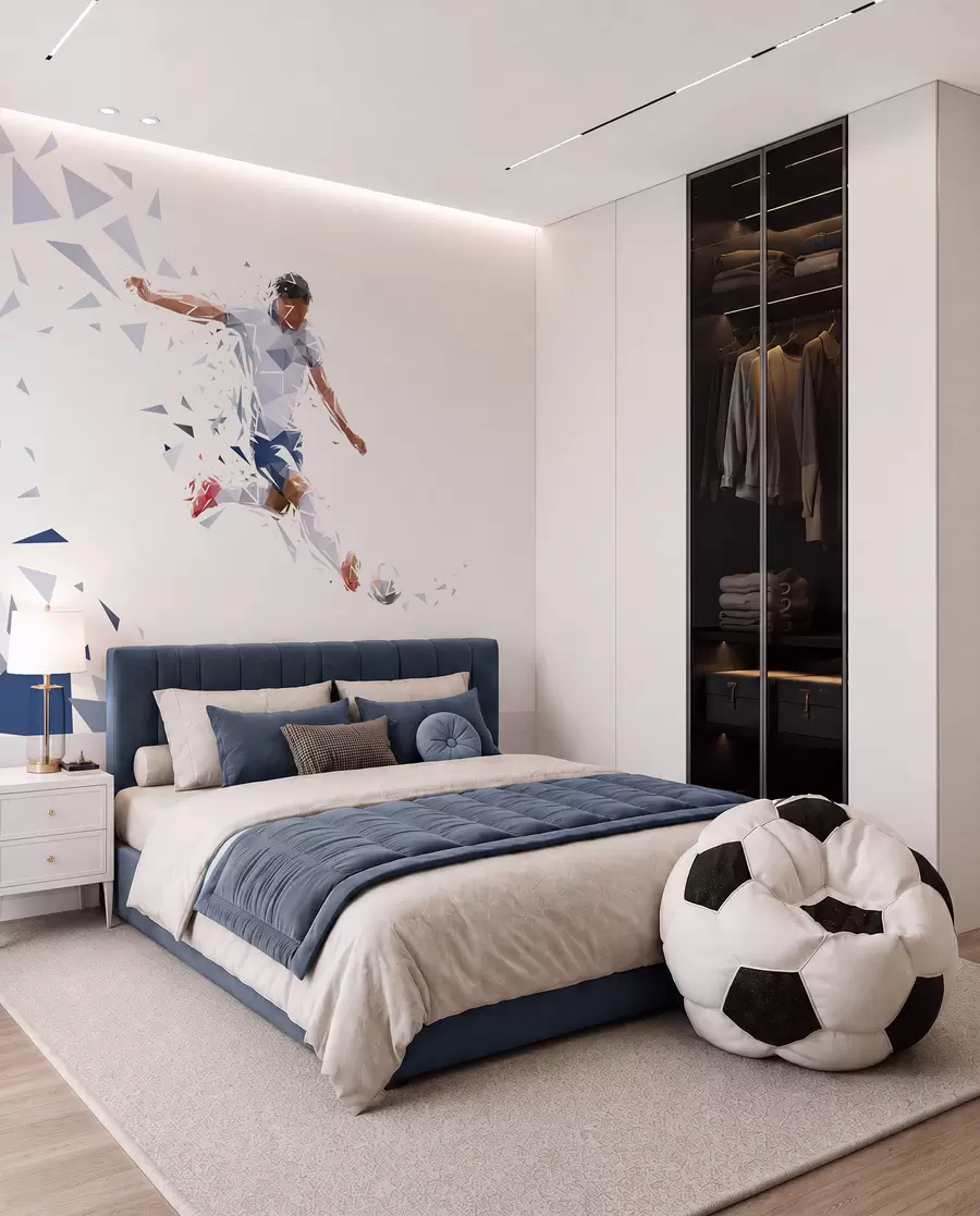 fototapet Fotbal în forme unghiulare w03289