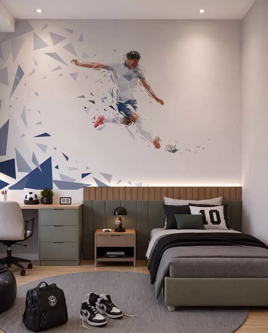fototapet Fotbal în forme unghiulare w03289