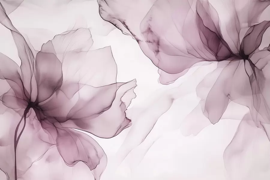 fototapet Flori în stil fluid, abstracție florală, acuarelă, paletă de culori roz w03406v1