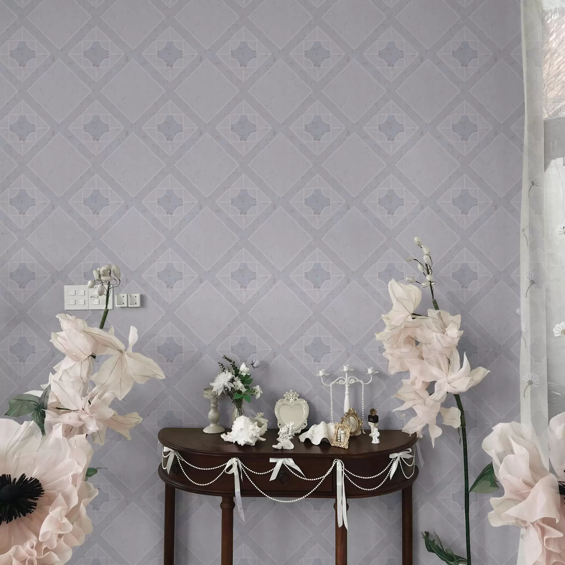 fototapet Romburi albe pe un fundal albastru a00010