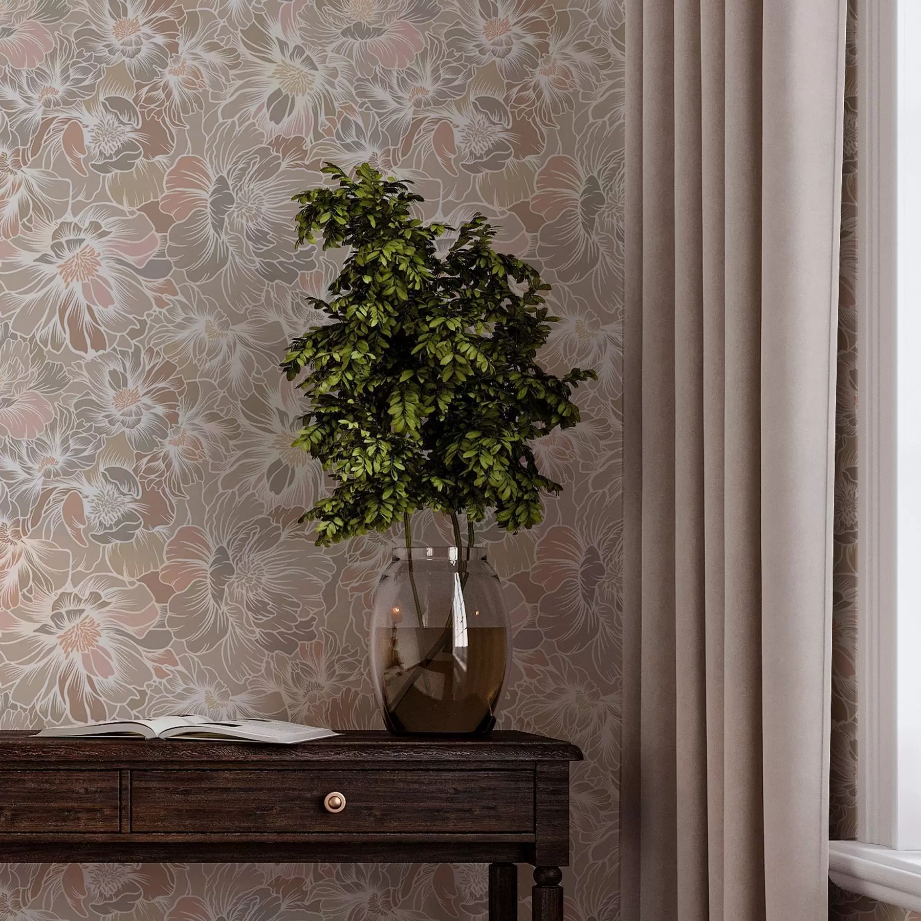 fototapet Flori mari cu petale colorate în nuanțe pastelate a00020