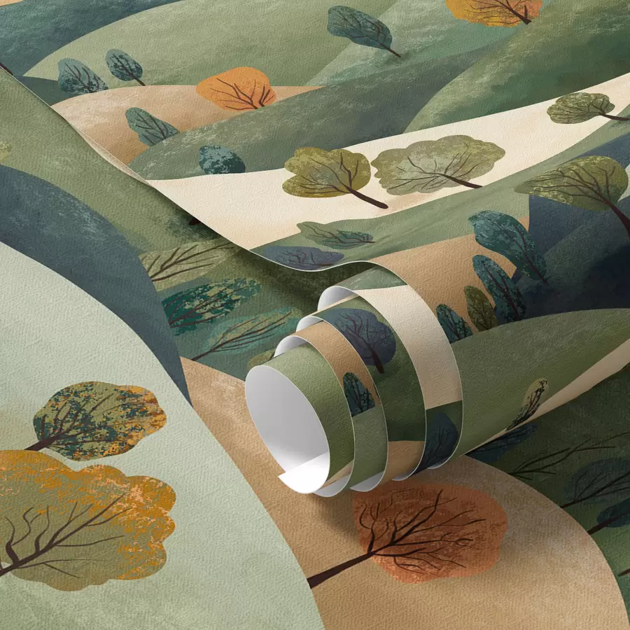 fototapet Coline amuzante cu copaci a00091