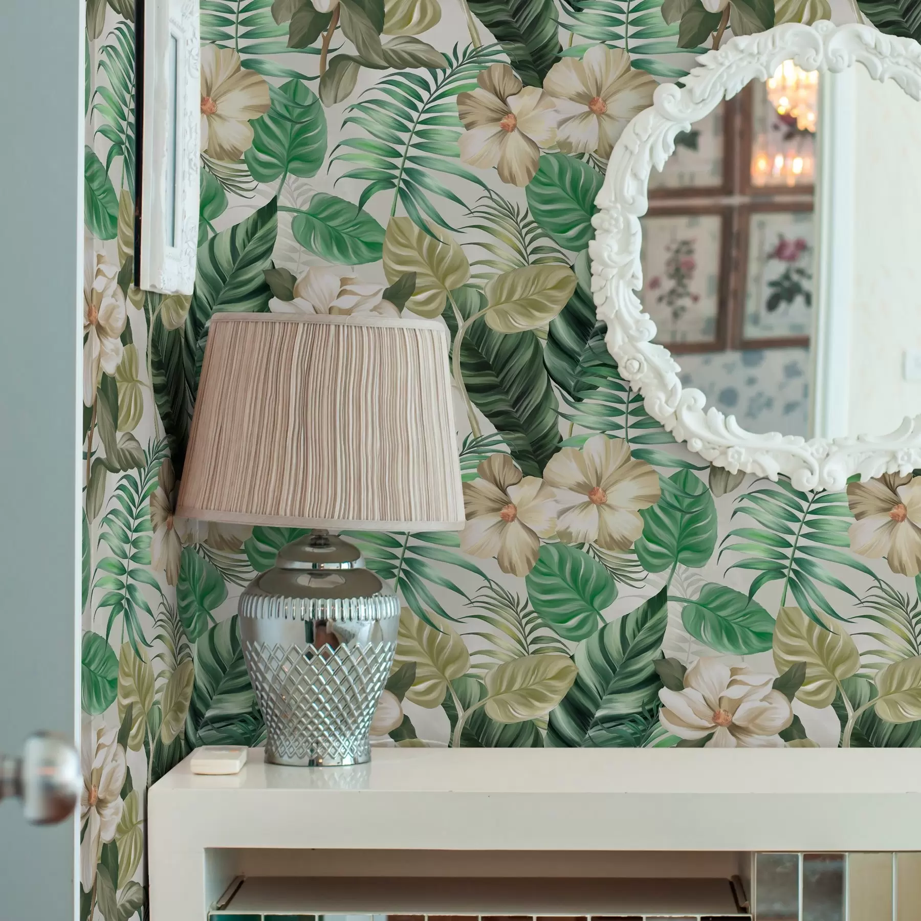 fototapet Compoziție de flori și frunze tropicale a00099