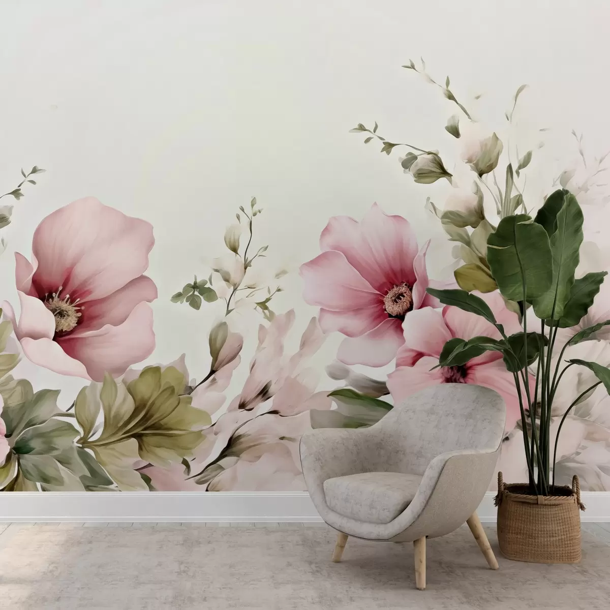 fototapet flori mari pastelate în secțiuni delicate w02779v1