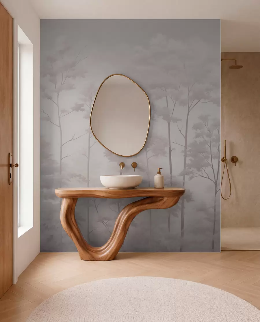 fototapet Pădure trendy în culori pastelate delicate w03525