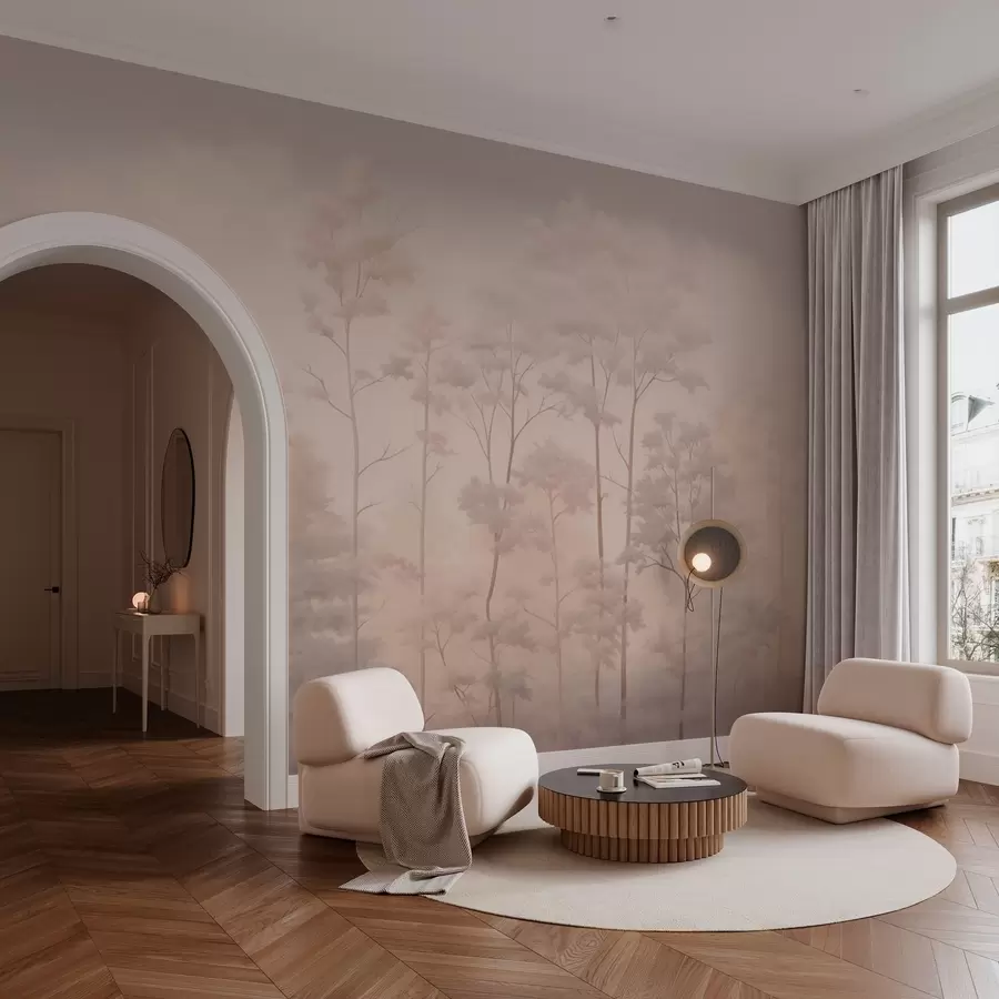 fototapet Pădure trendy în culori pastelate moi w03525v1