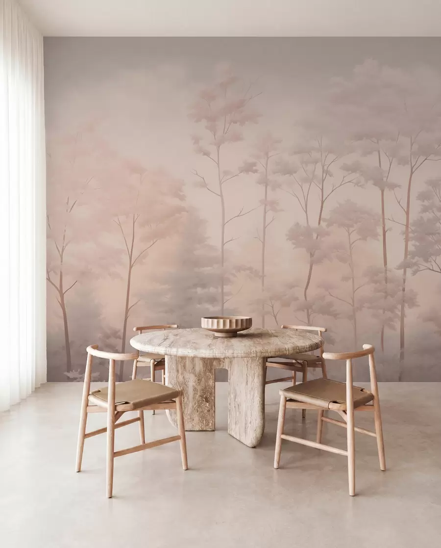 fototapet Pădure trendy în culori pastelate moi w03525v1