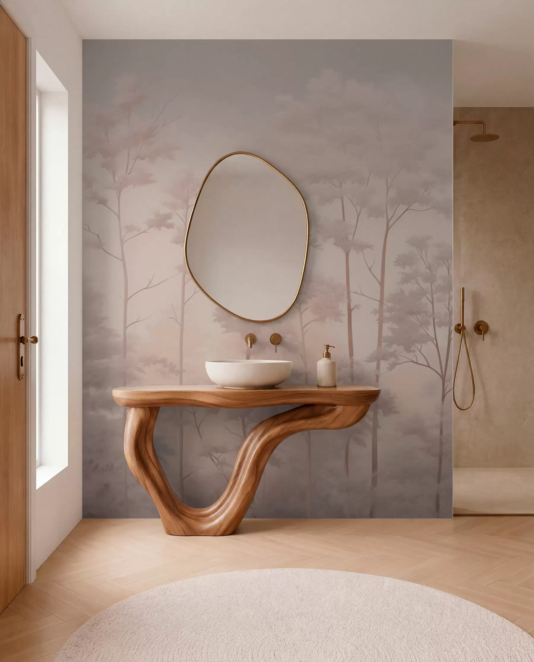 fototapet Pădure trendy în culori pastelate moi w03525v1