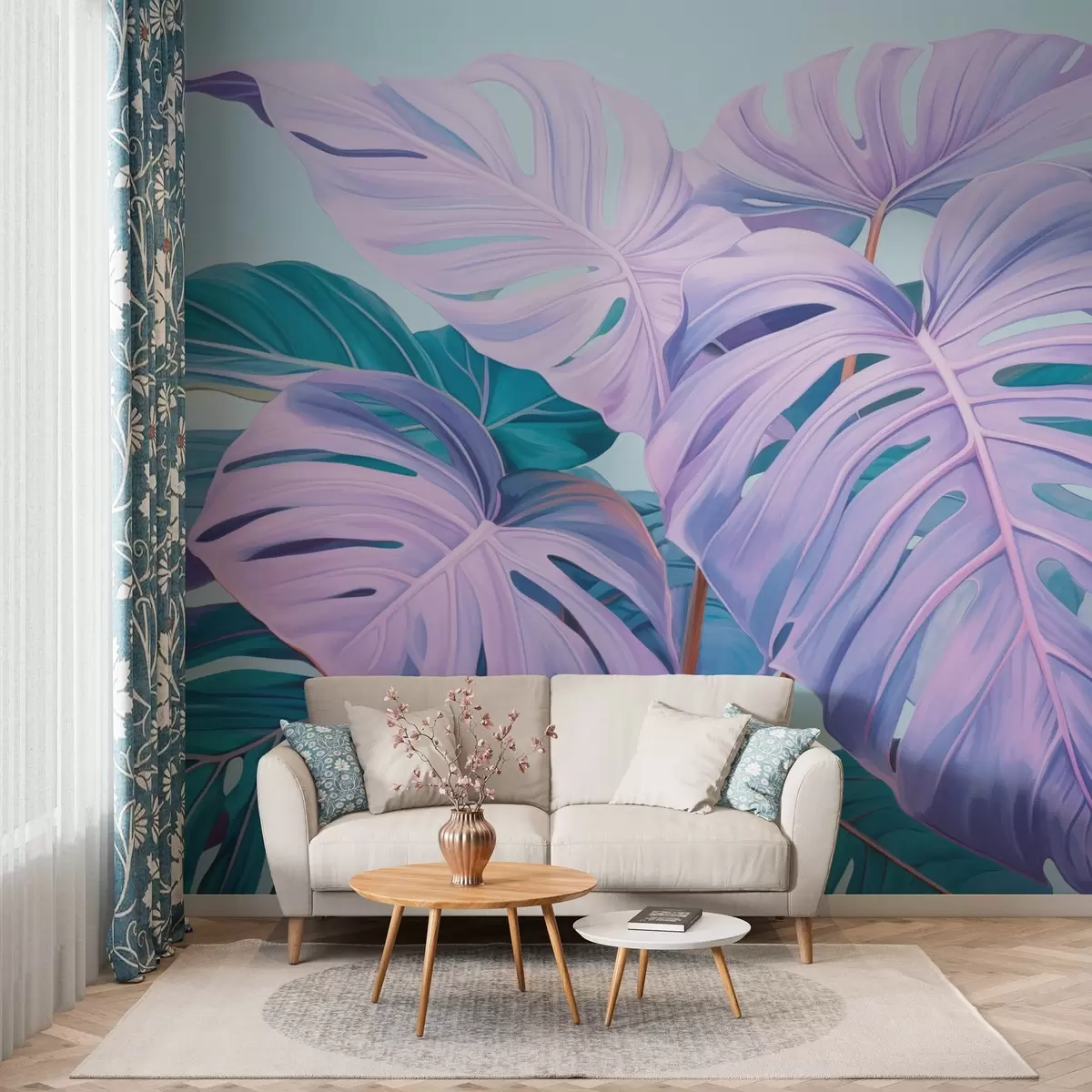 fototapet Frunziș tropical în culori neon w03531