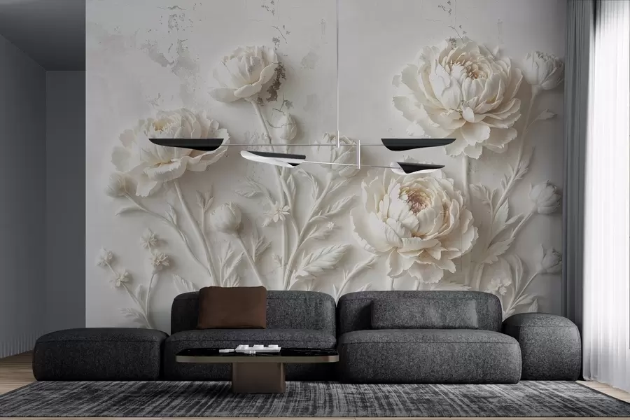 fototapet Flori pe un fundal de beton stil grunge w03553