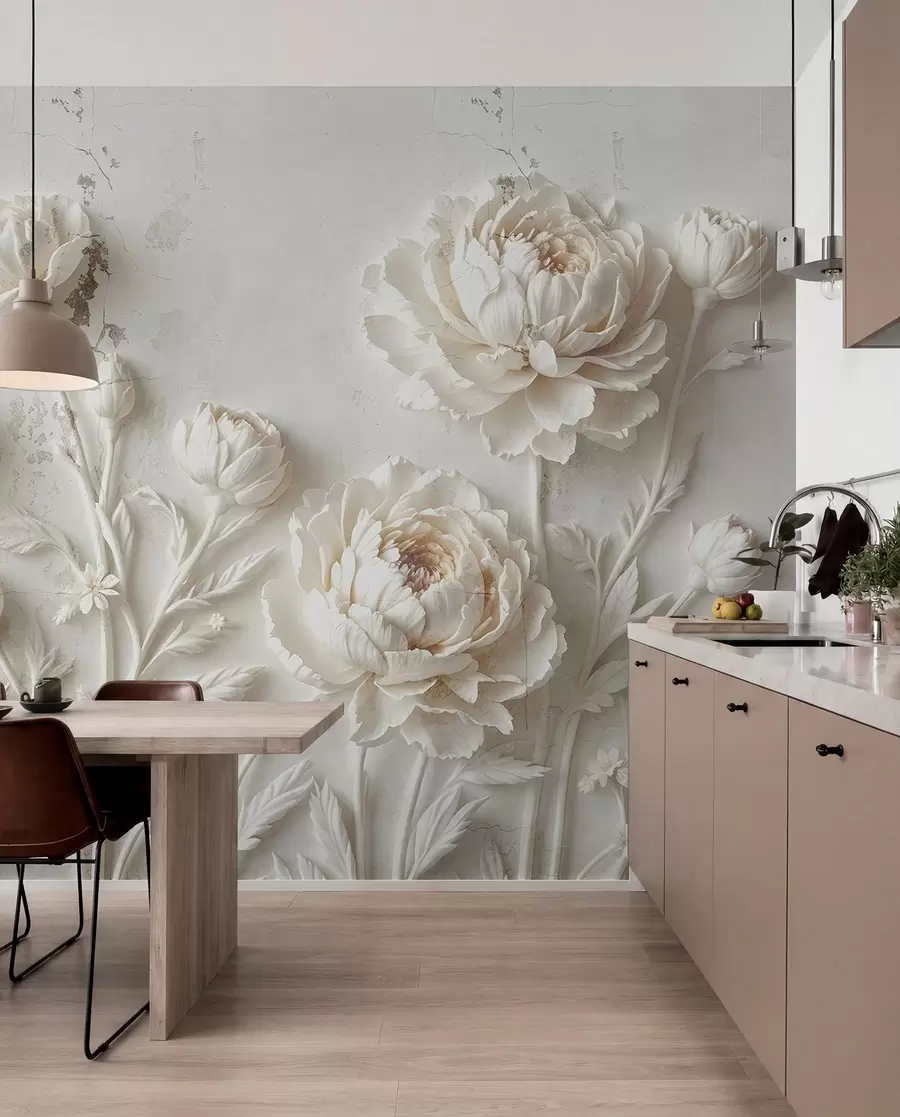 fototapet Flori pe un fundal de beton stil grunge w03553