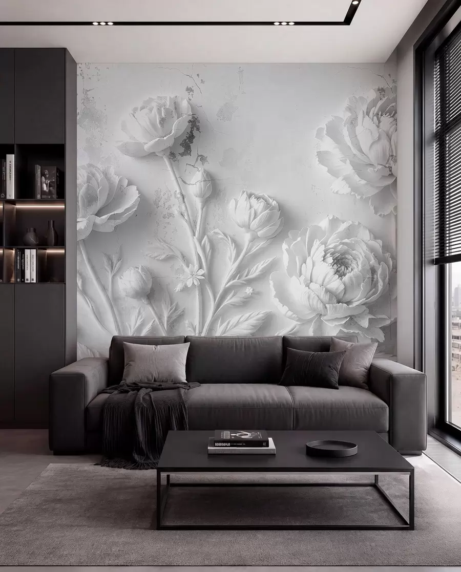 fototapet Flori pe un fundal de beton stil grunge w03553v2