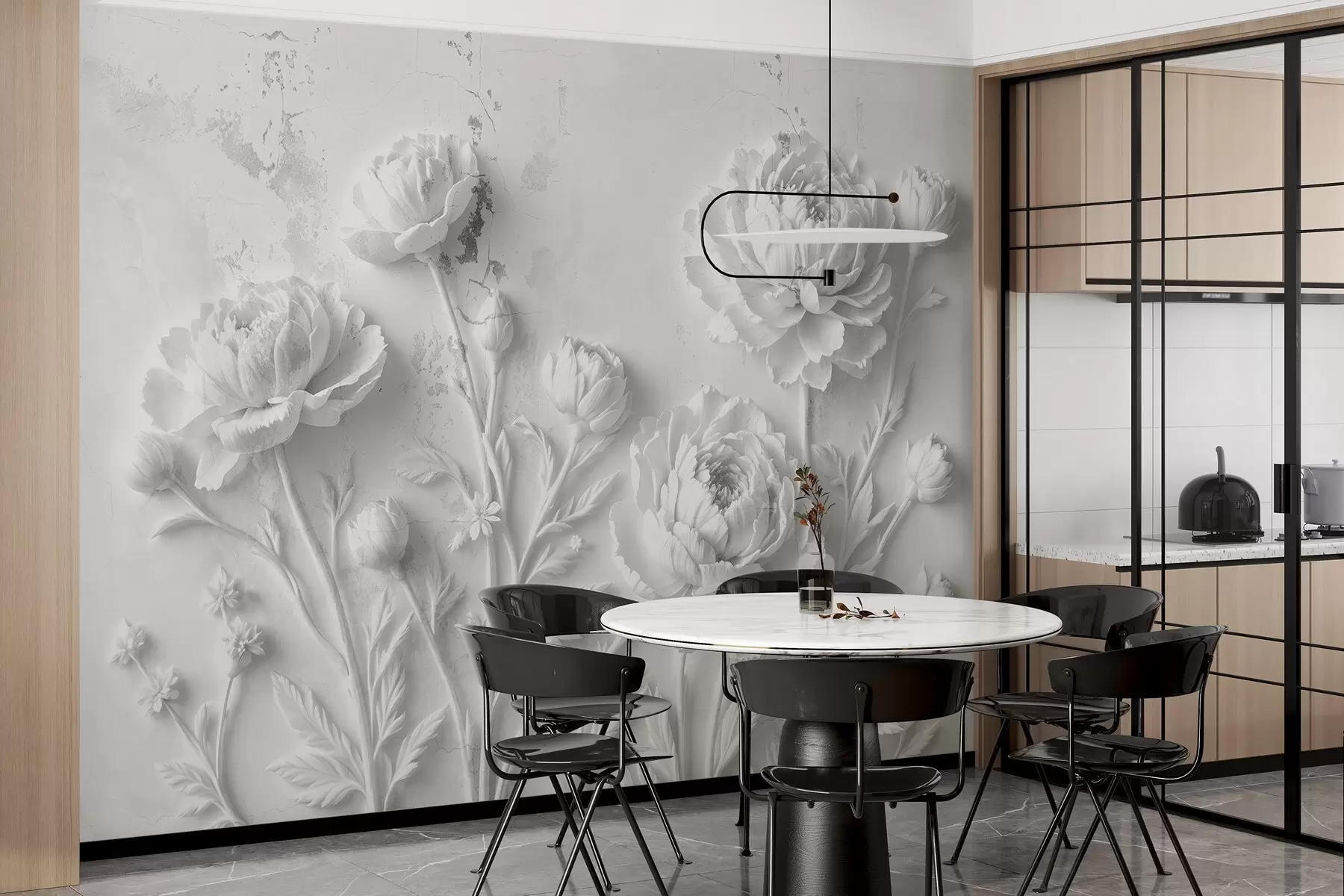 fototapet Flori pe un fundal de beton stil grunge w03553v2