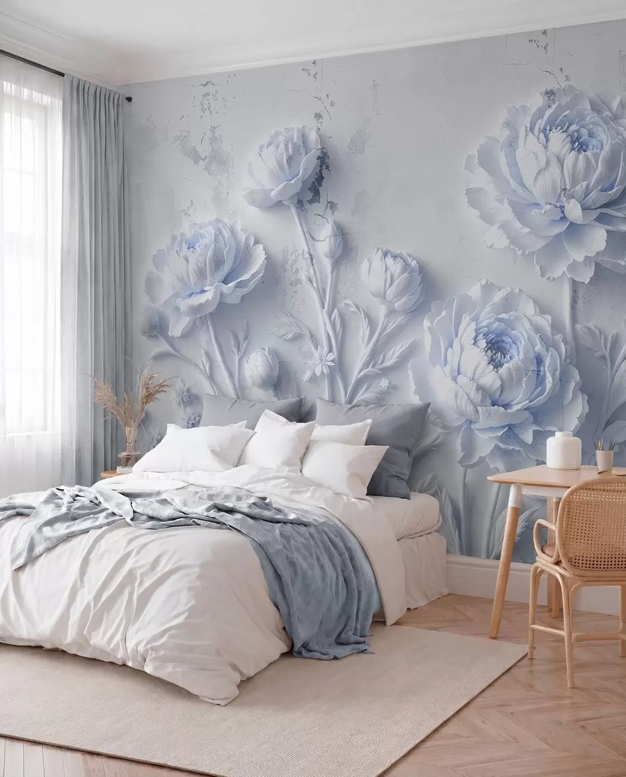 fototapet Flori pe un fundal de beton stil grunge w03553v1