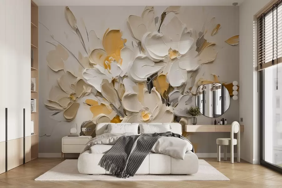 fototapet Flori volumetrice abstracte în stilul picturii în ulei w03582v2