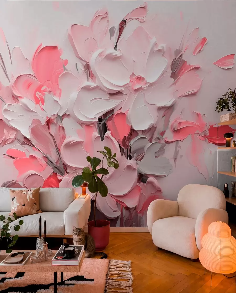 fototapet Flori volumetrice abstracte în stilul picturii în ulei w03582v3