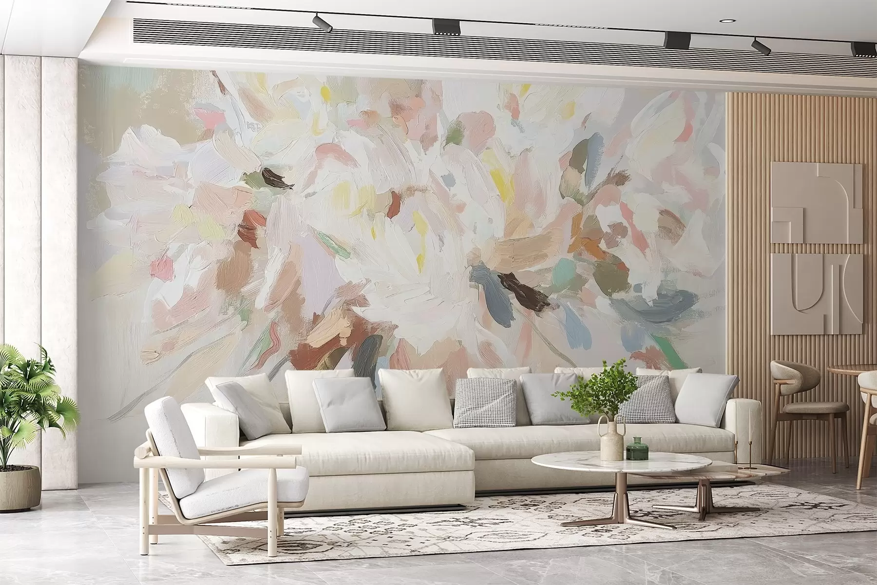 fototapet Delicate flori abstracte în stil pictură în ulei w03579