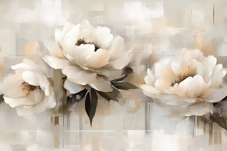 fototapet Alb Abstract Vintage Peonies w03581