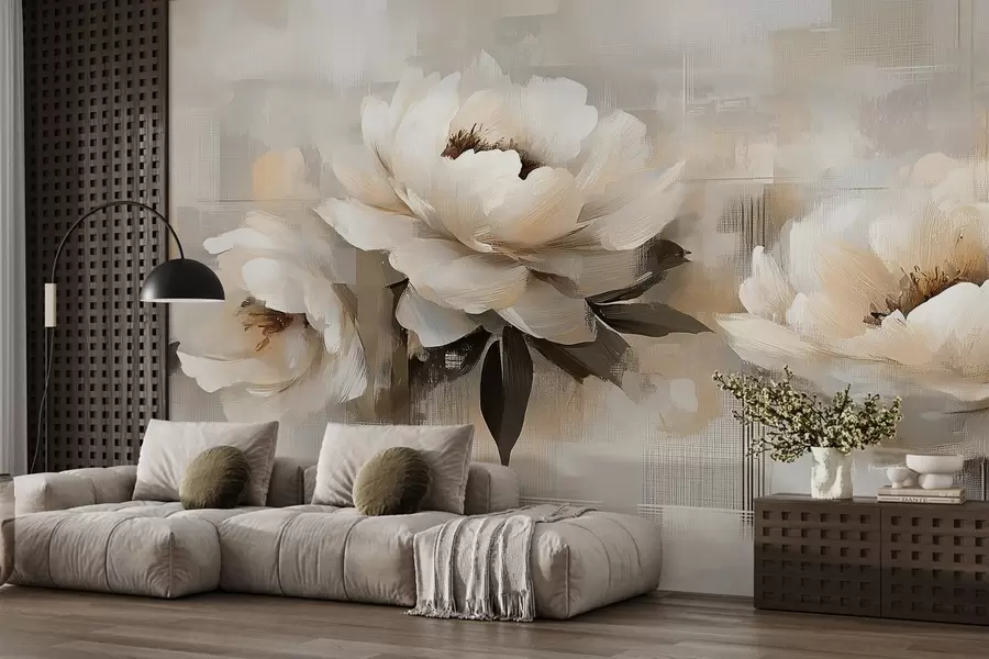 fototapet Alb Abstract Vintage Peonies w03581