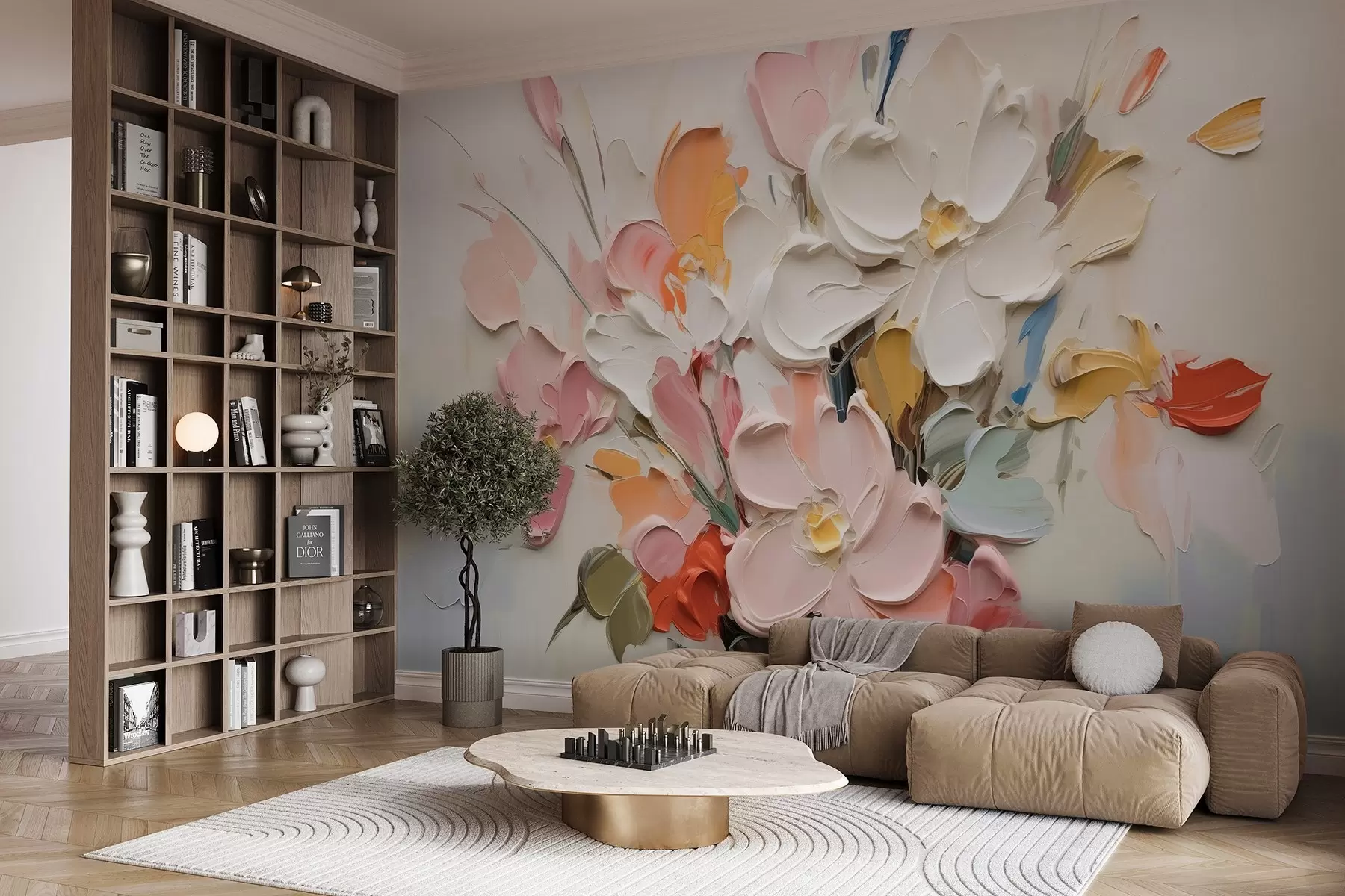 fototapet Flori volumetrice abstracte în stilul picturii în ulei w03582