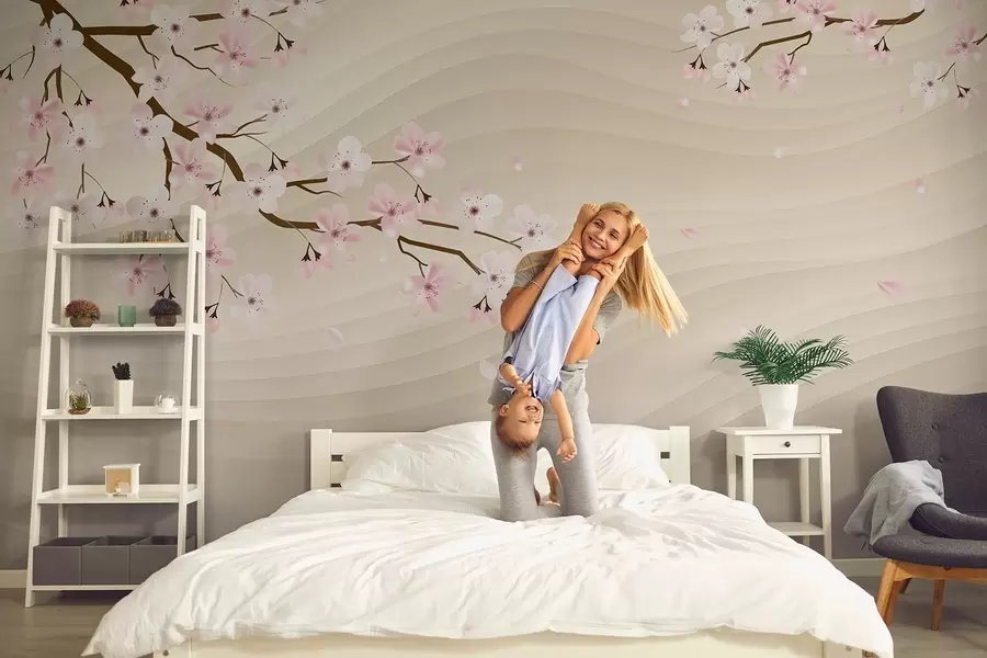 fototapet Ramuri Sakura pe un fundal de nisip ondulat w08959