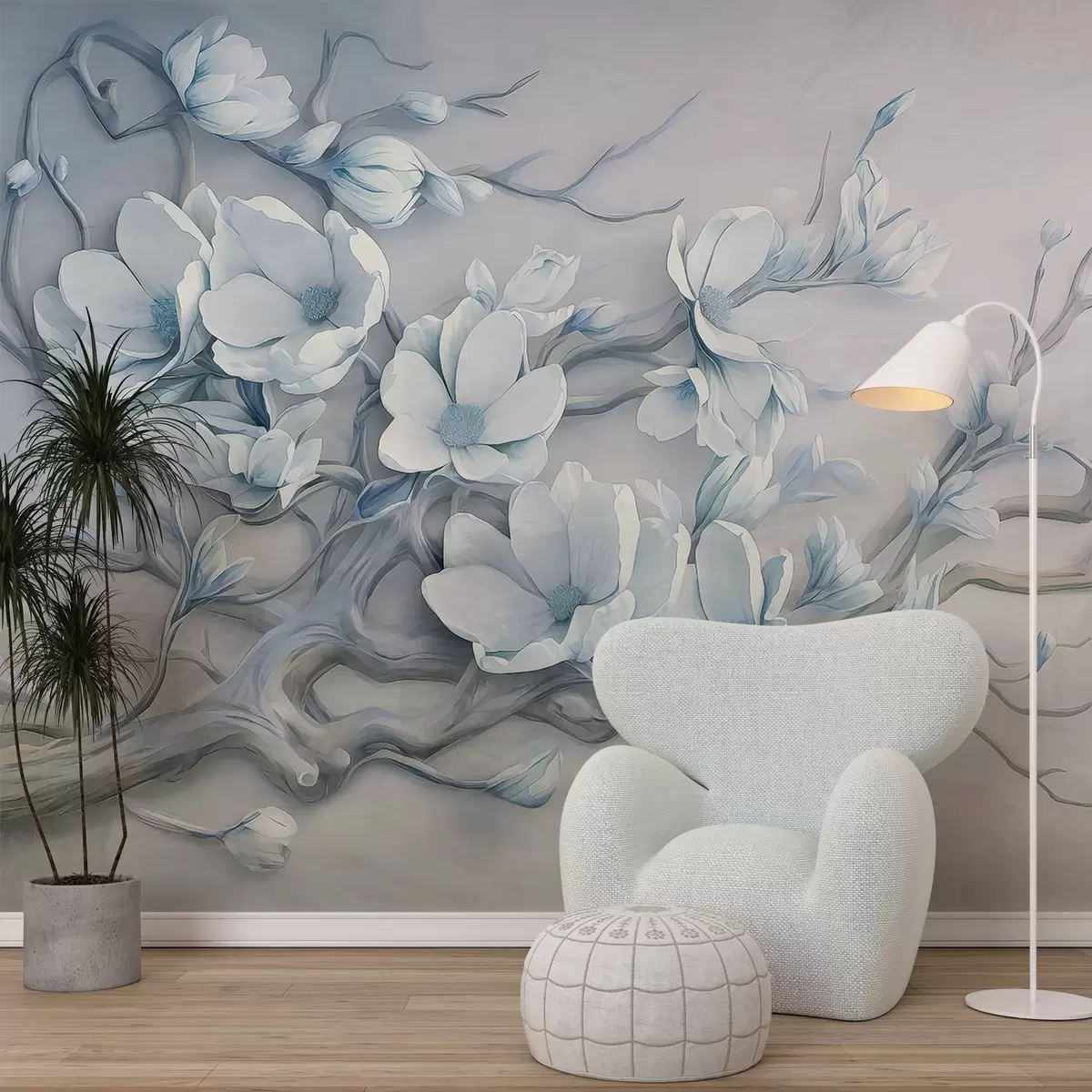 fototapet Un copac magnolie delicat pictat în acuarelă w03664v1