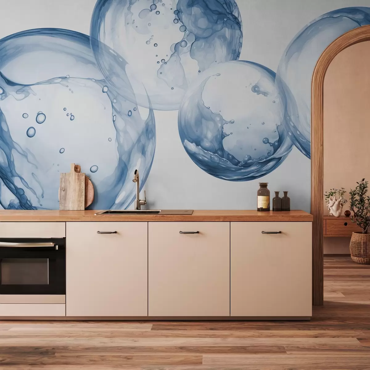 fototapet Bule de apă imitație acuarelă, nuanță albastră w03736v1