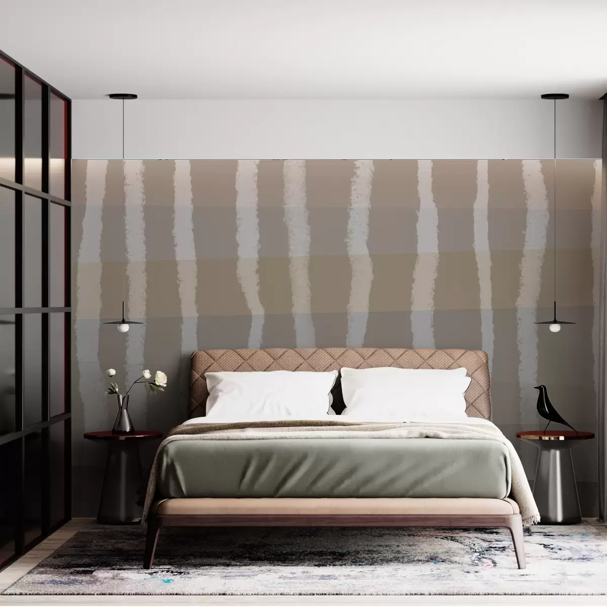 fototapet Lines of Calm, linii ondulate verticale, model repetitiv, forme geometrice, gradație moale w03788