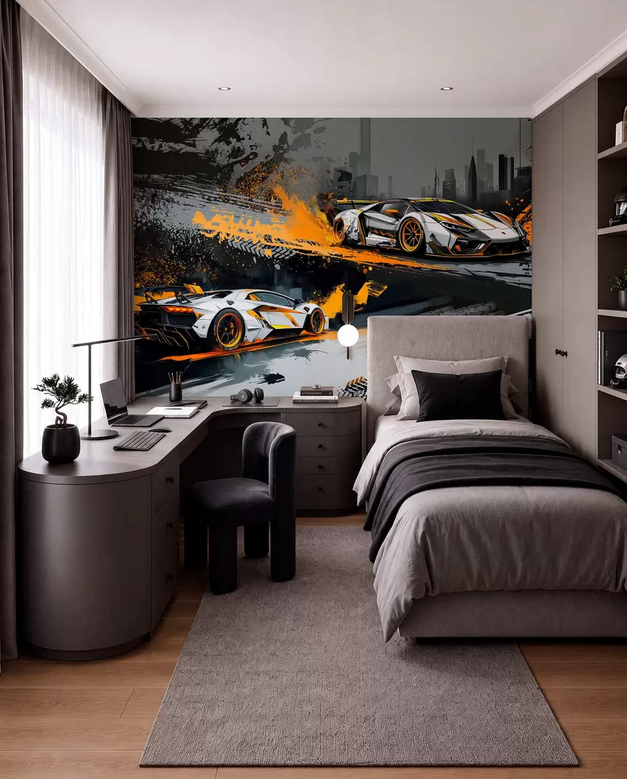 fototapet stil Grange dur, expresiv, mașini sport dinamice w03721