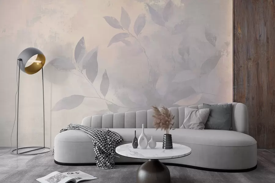 fototapet Frumoase ramuri de copac, culori bej atenuate, abstracție w03882