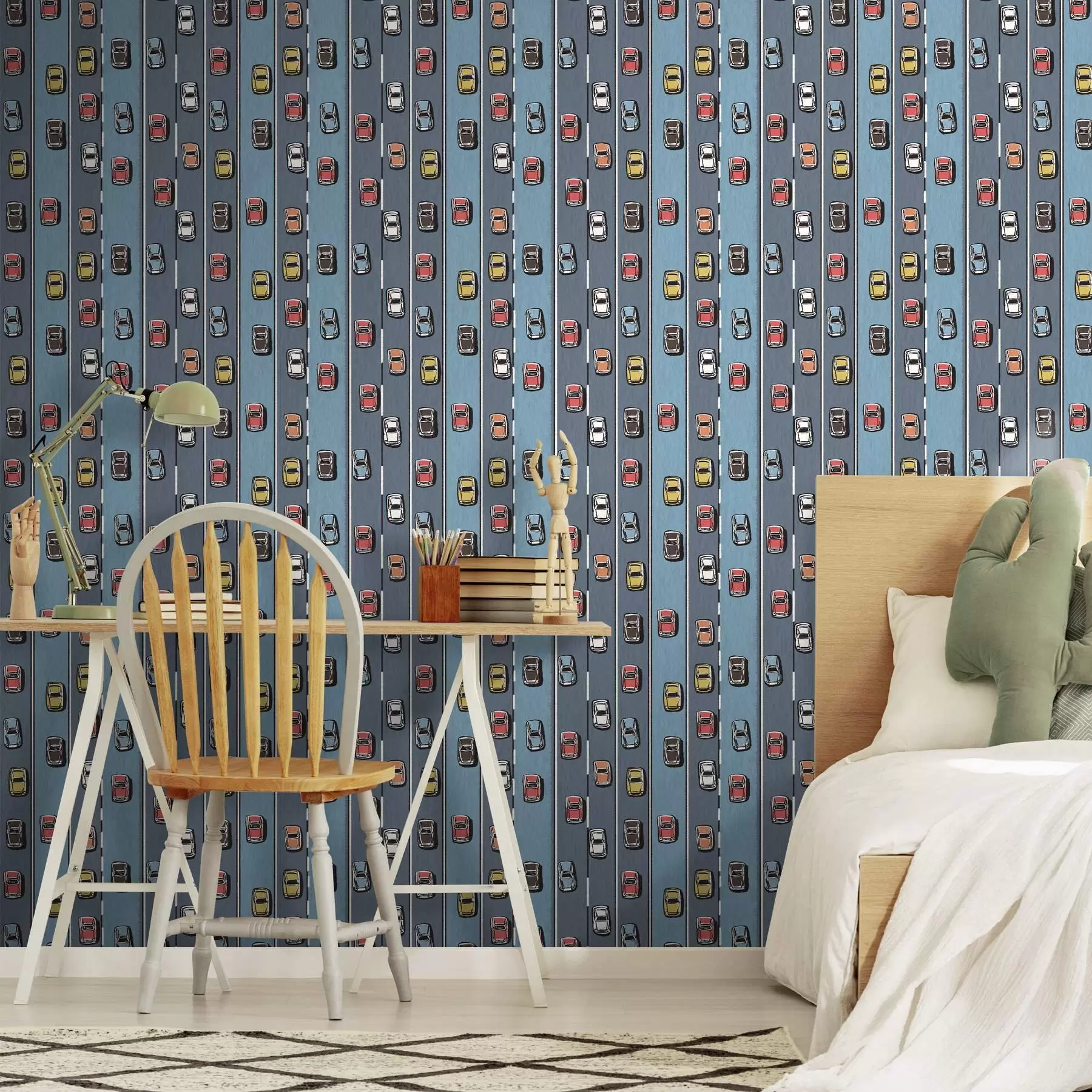 fototapet Mașină retro pe drum în stilul anilor '60 a00118v1