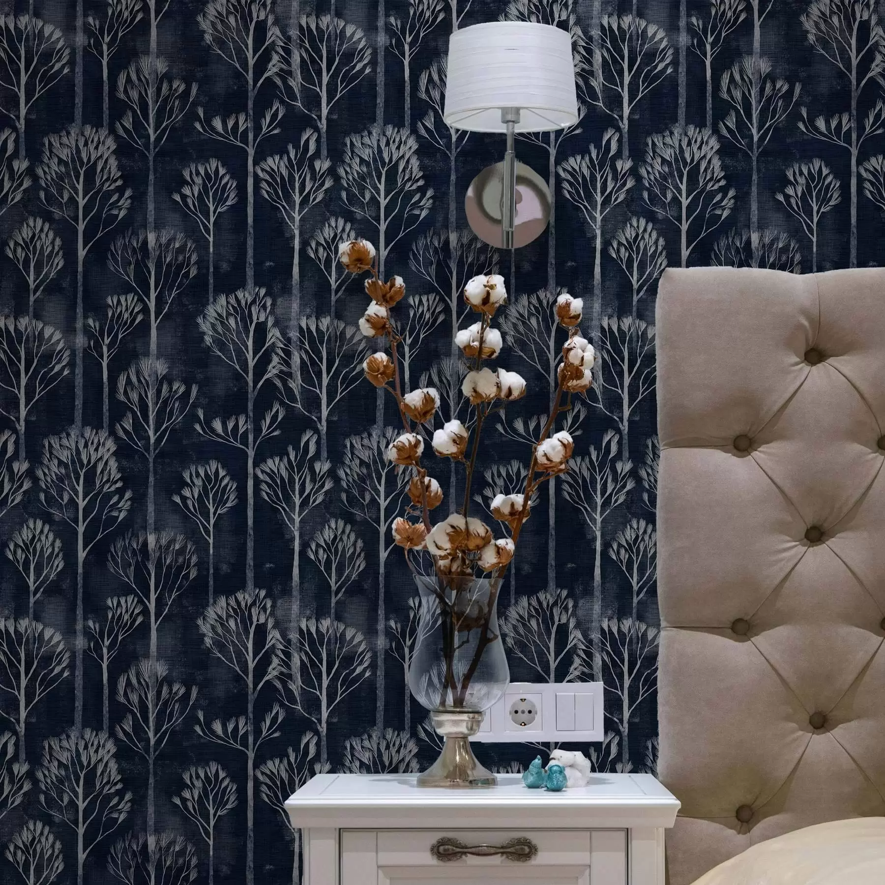 fototapet Botanică cu copaci albi în stil scandinav a00148