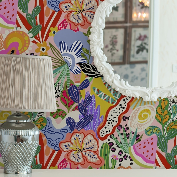 Tapet Imprimeu floral abstract în stil pop art, Tapet flori, a00167 : Uwalls.md