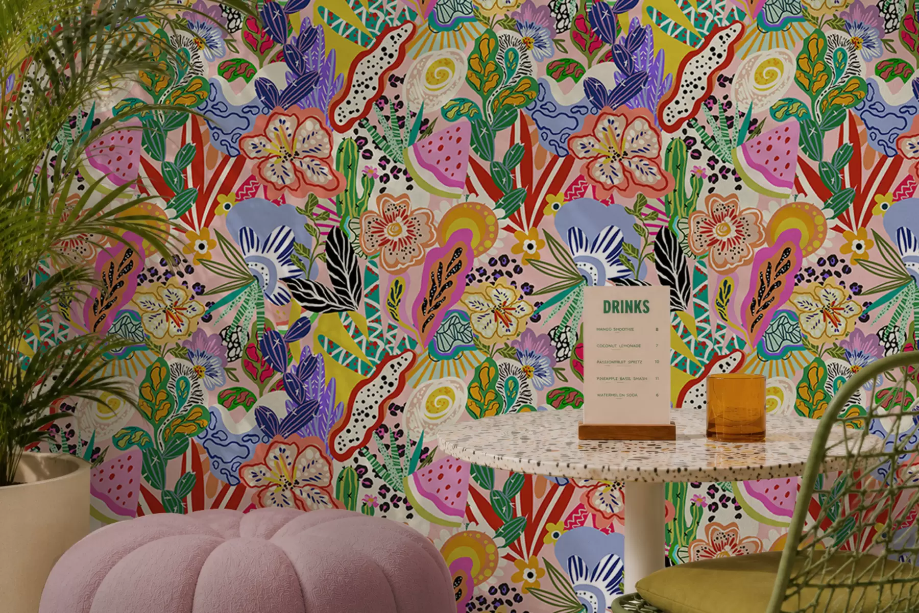fototapet Imprimeu floral abstract în stil pop art a00167