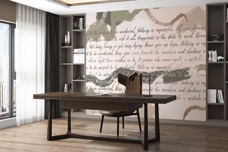 fototapet Design cu citate inspiraționale, abstracție, culori naturale w03909