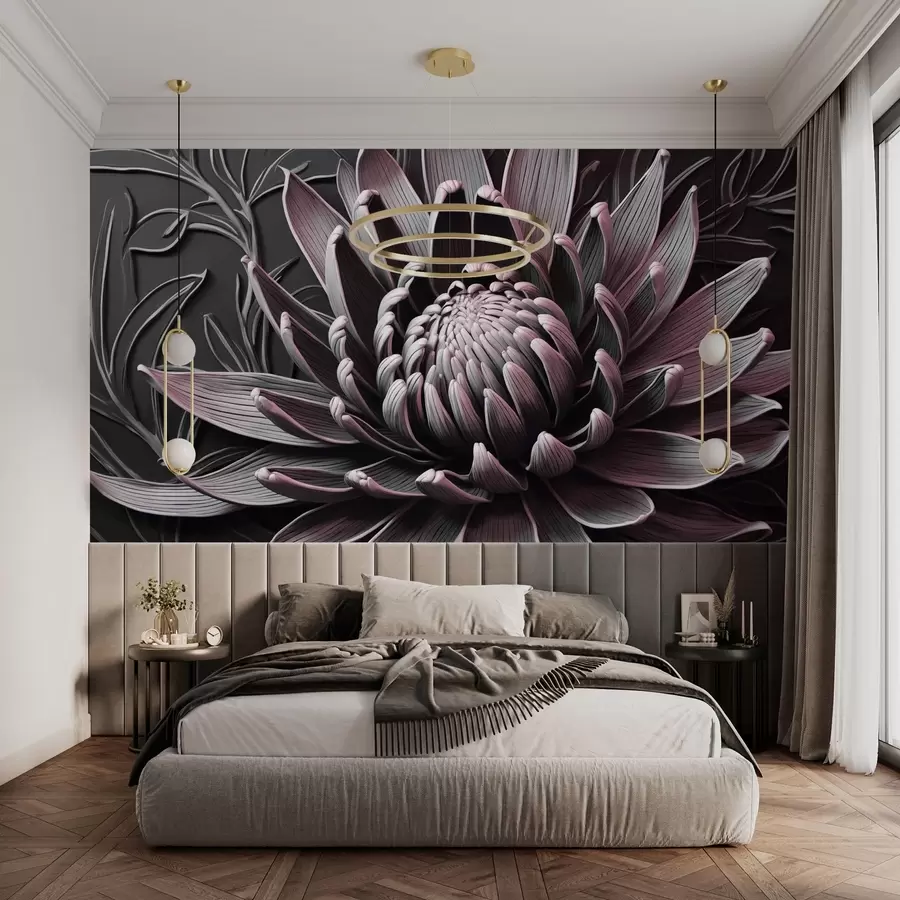 fototapet Protea floare, roz și negru w03930v1