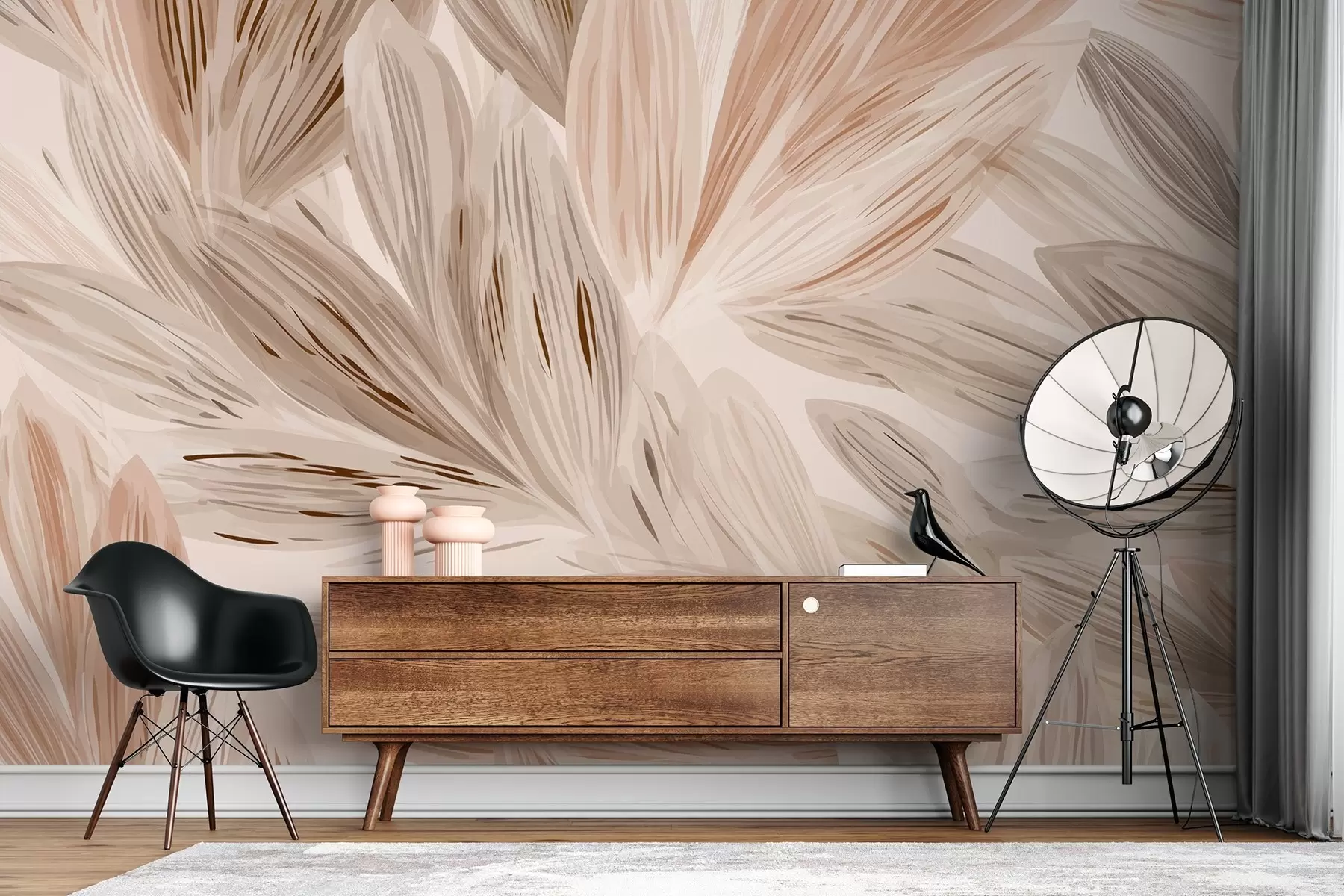 fototapet Plante bej, abstracție ușoară în stil acuarelă w09127